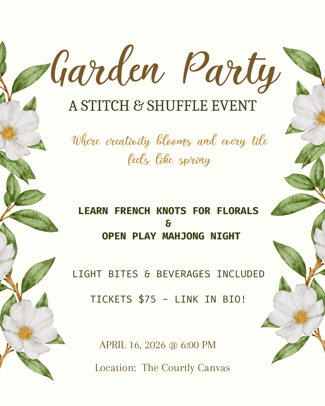 April 16th Event - Garden Party